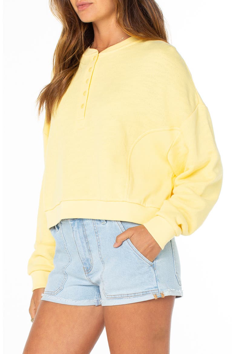 Overcast Relaxed Fit Crop Cotton Henley, Alternate, color, POPCORN