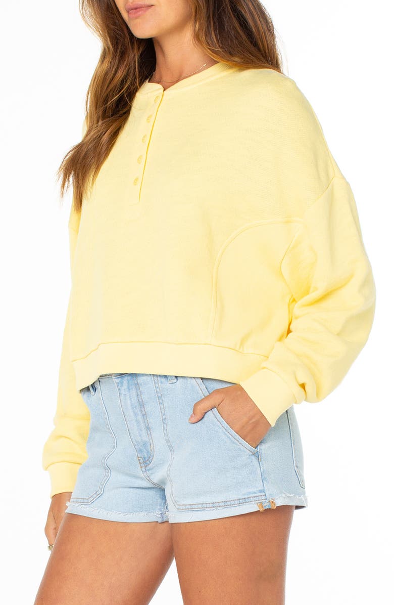 Roxy Overcast Relaxed Fit Crop Cotton Henley, Alternate, color, Popcorn