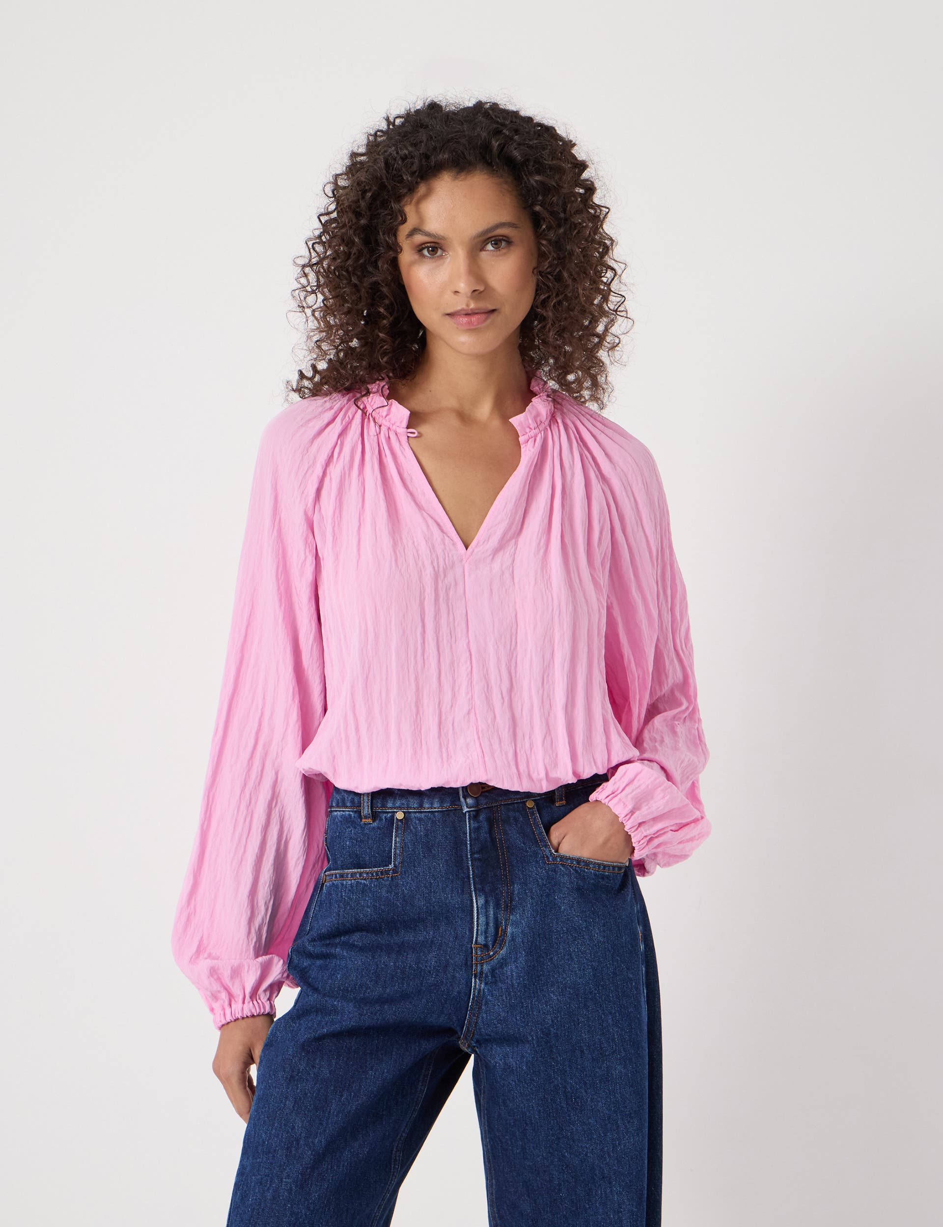 Ruffled Long Sleeve Blouse