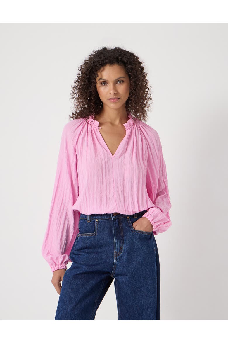 Ruffled Long Sleeve Blouse, Main, color, Candy Pink