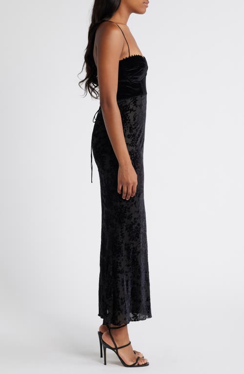 Rare London Sleeveless Burnout Velvet Gown In Black