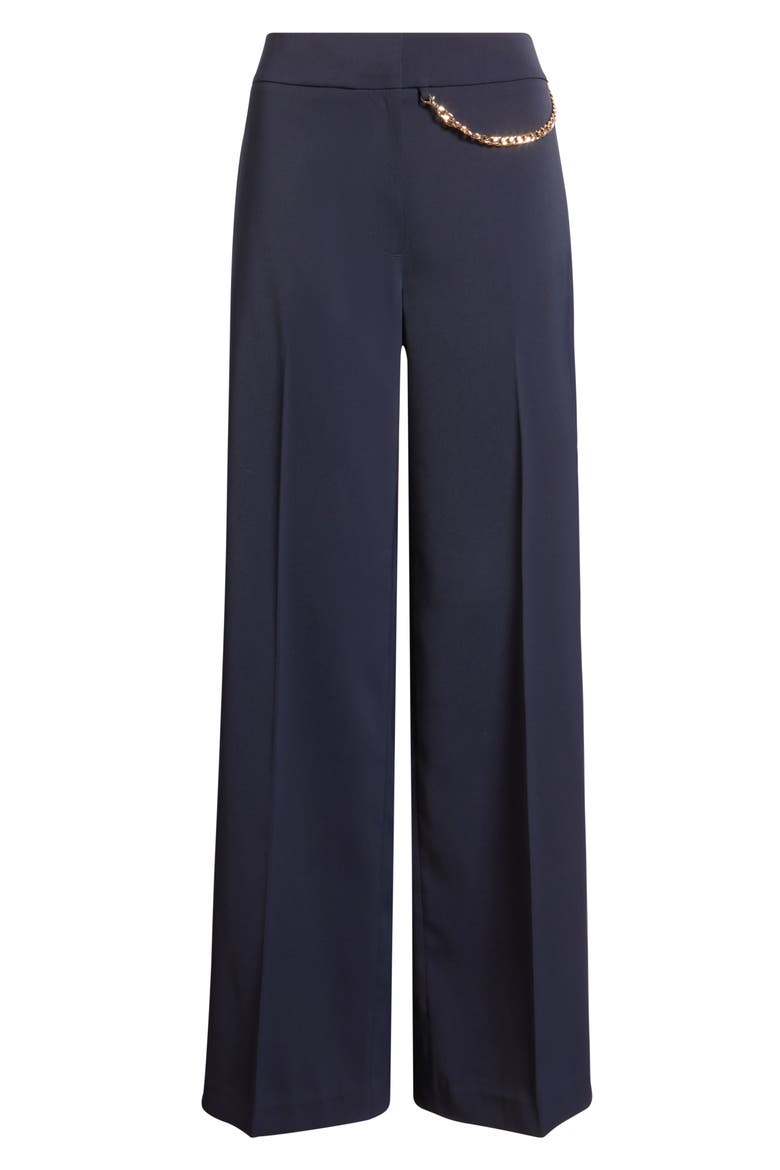 The Sarah Chain Detail High Waist Straight Leg Pants, Alternate, color, NAVY