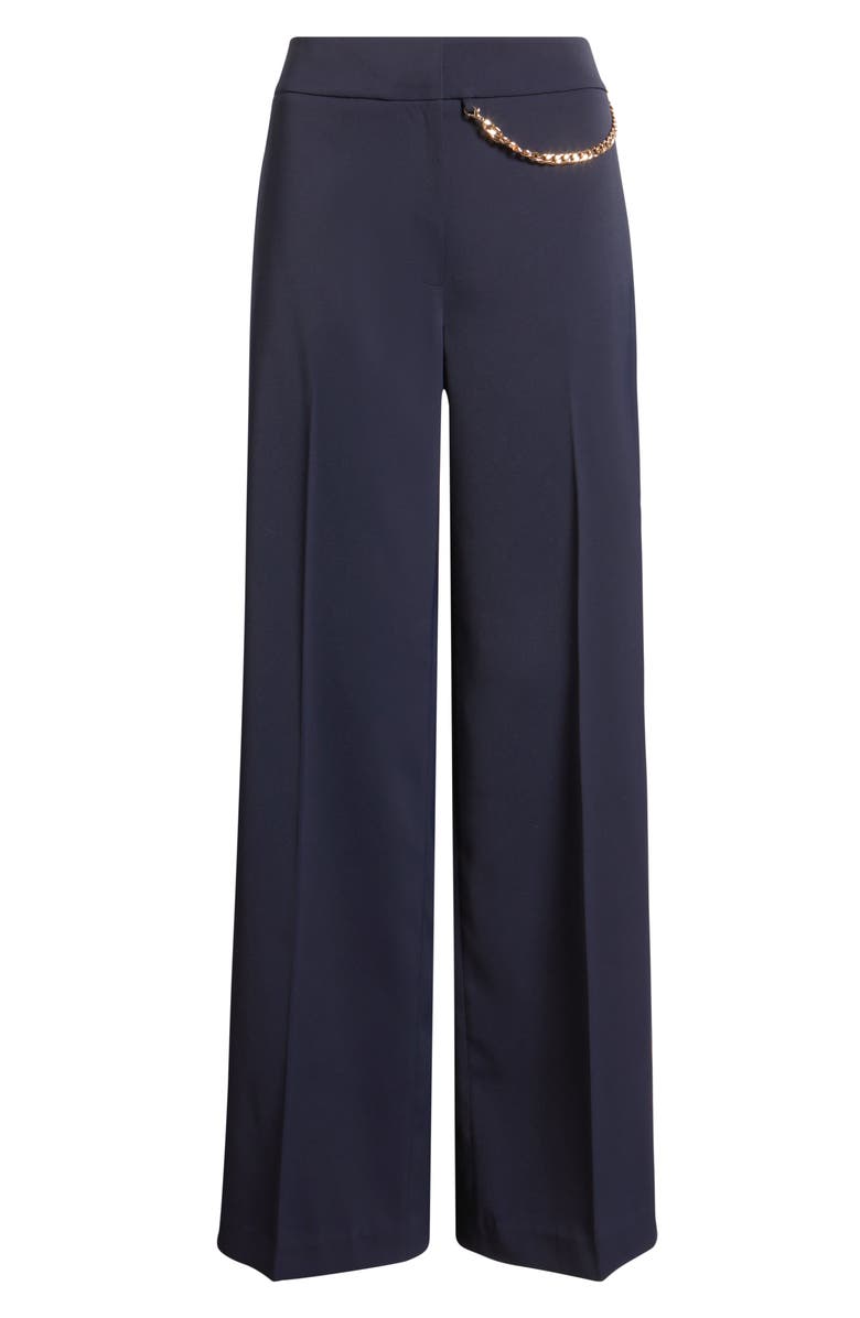 Elie Tahari The Sarah Chain Detail High Waist Straight Leg Pants, Alternate, color, Navy