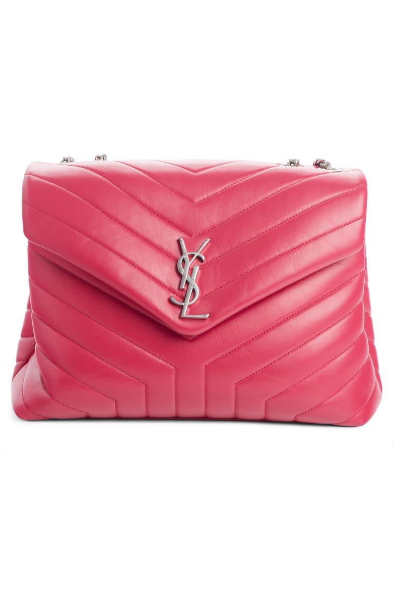 Saint Laurent Medium LouLou Calfskin Leather Shoulder Bag, Main, color, Freesia/ Freesia