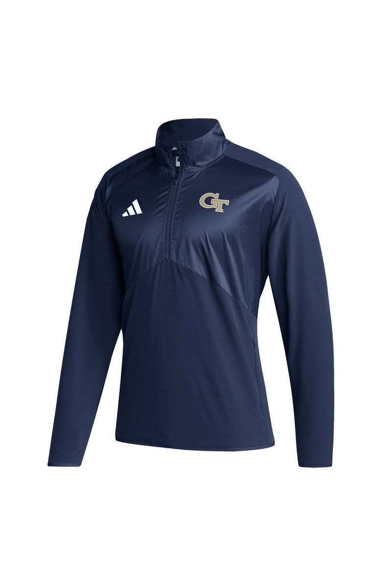 adidas Men's adidas Navy Georgia Tech Yellow Jackets Sideline AEROREADY Raglan Sleeve Quarter-Zip Jacket, Alternate, color, Navy