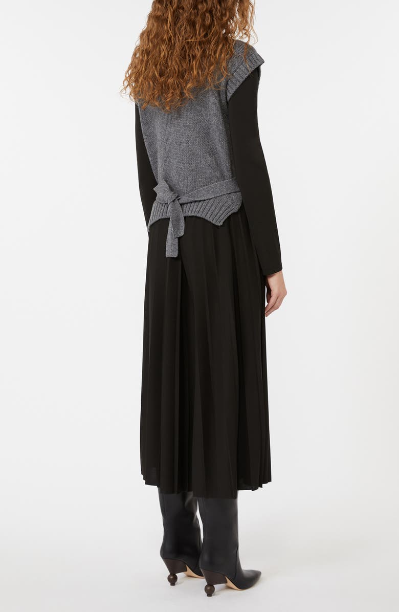 Weekend Max Mara Ebro Mixed Media Long Sleeve Sweater Maxi Dress, Alternate, color, Black