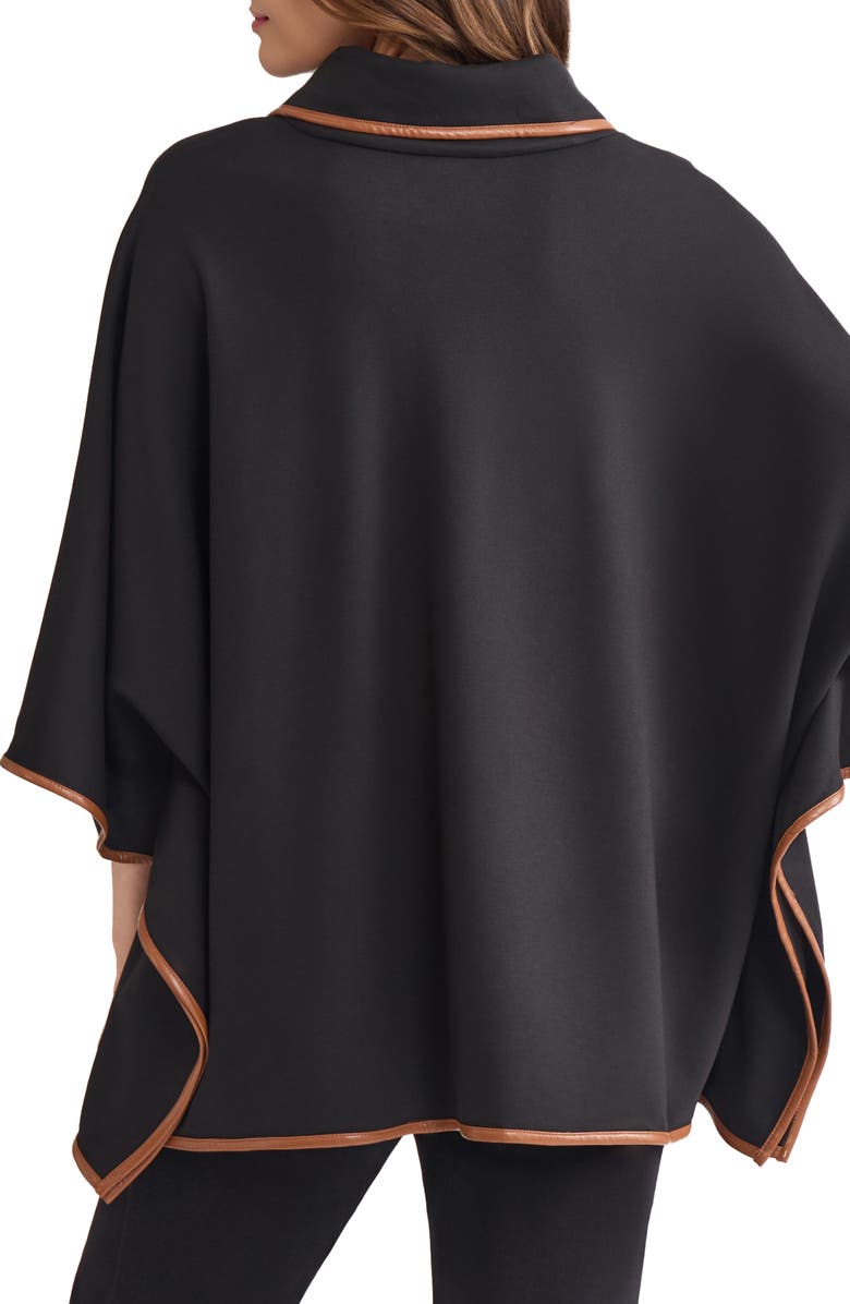 Jones New York Tipped Quarter Zip Poncho, Alternate, color, Jones Black/ Chestnut