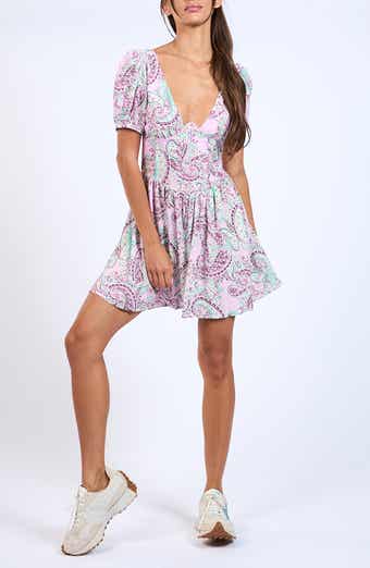 Short Sleeve Plunge Neck Minidress