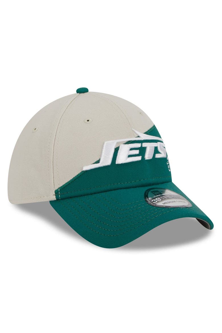 Men's New Era Cream/Kelly Green New York Jets 2023 Sideline Historic 39THIRTY Flex Hat, Alternate, color, Cream