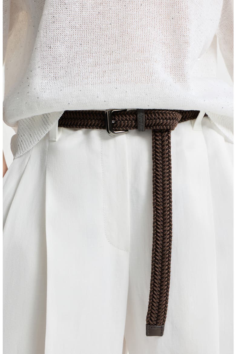 Braided belt with monili, Alternate, color, Rust Brown