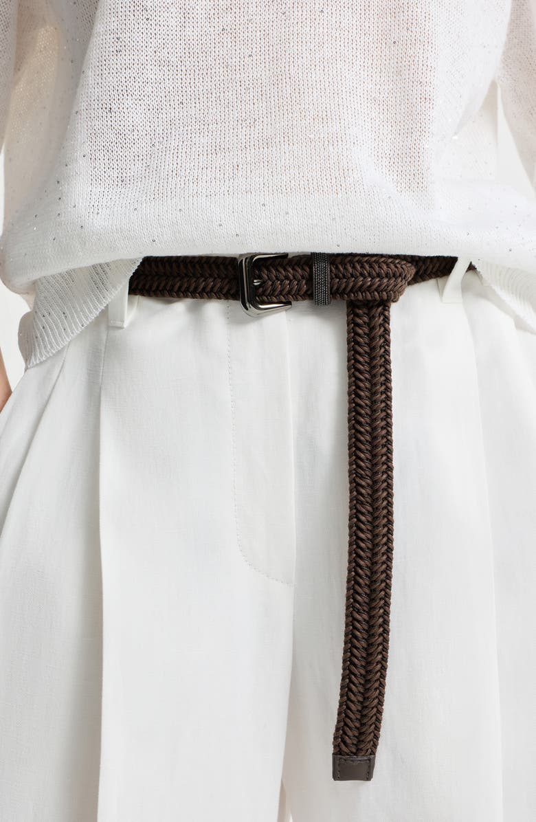 Brunello Cucinelli Braided belt with monili, Alternate, color, Rust Brown