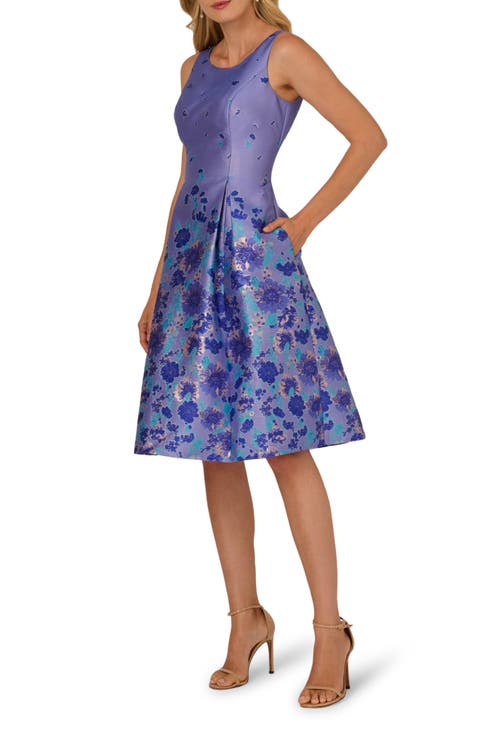 Floral Jacquard Fit & Flare Dress