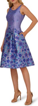 Adrianna Papell Floral Jacquard Fit & Flare Dress
