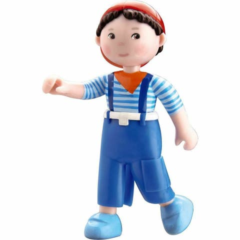 Little Friends Matze - 3.75" Boy Dollhouse Toy Figure with Blue Overalls and Red Cap
