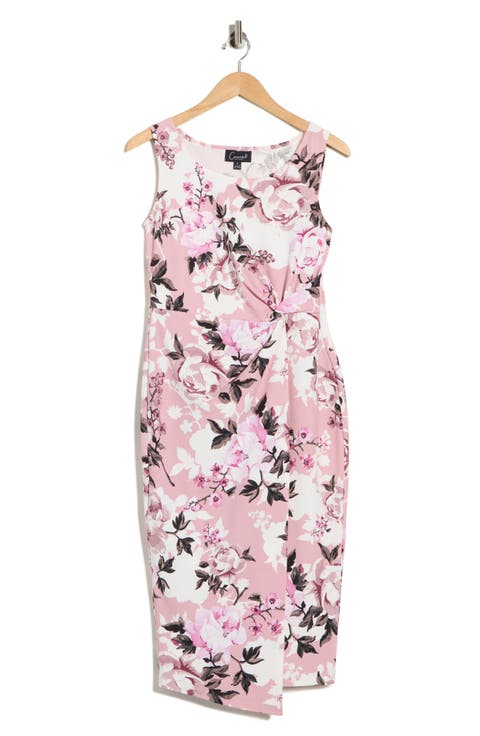 Floral Twist Waist Crepe Dress