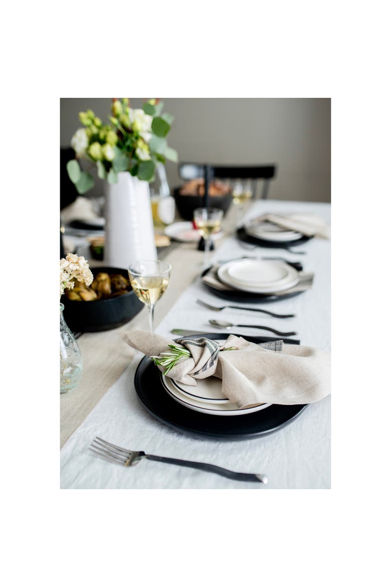 Linen Dinner Napkins Set of 4, 20 x 20" - Farmhouse, Alternate, color, Black and Natural