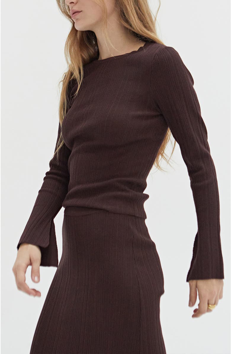 CRESCENT Bell Sleeve Ribbed Knit Top, Alternate, color, 