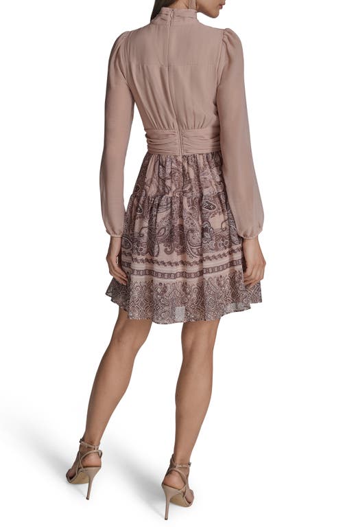 Bcbg Mock Neck Long Sleeve Minidress In Brown
