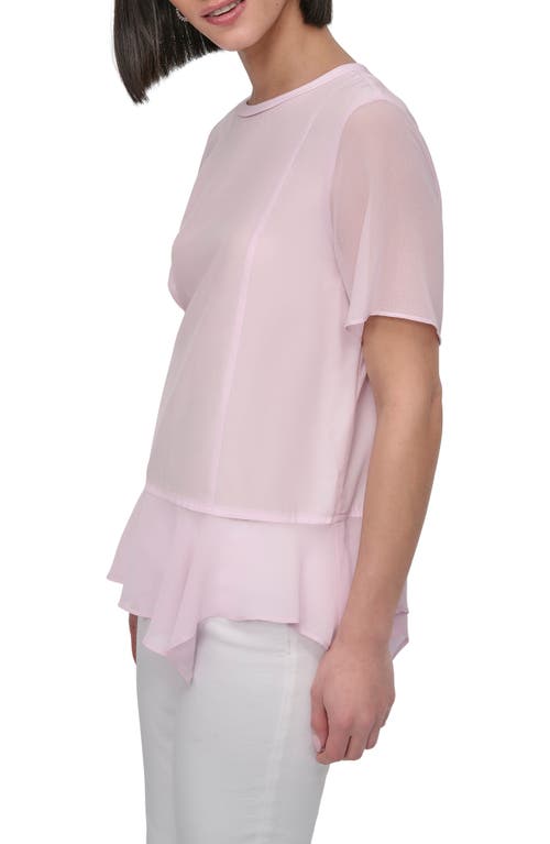 Dkny Handkerchief Hem Mixed Media Top In Pink