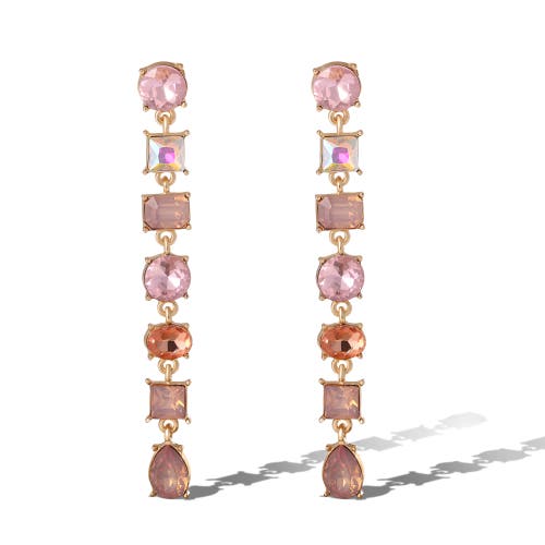 Jessica Simpson Light Pink Crystal Linear Drop Earrings In Multi