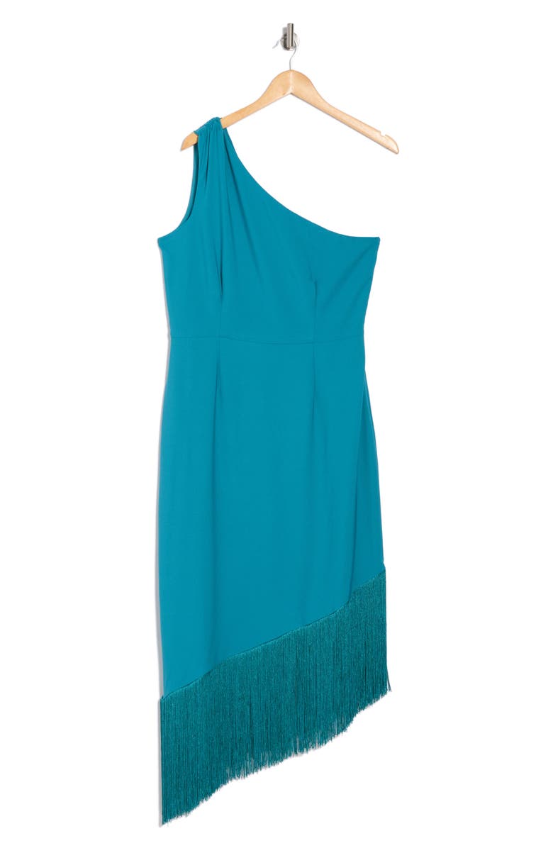 Hutch One Shoulder Fringe Hem Dress, Alternate, color, Turquoise