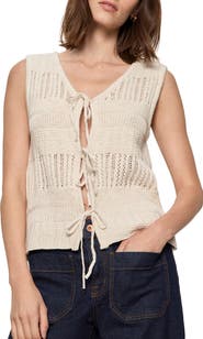 Sanctuary Still Cool Front Tie Sleeveless Sweater