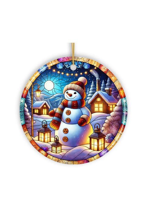 Lantern Snowman Winter Village Ornament - Version 2