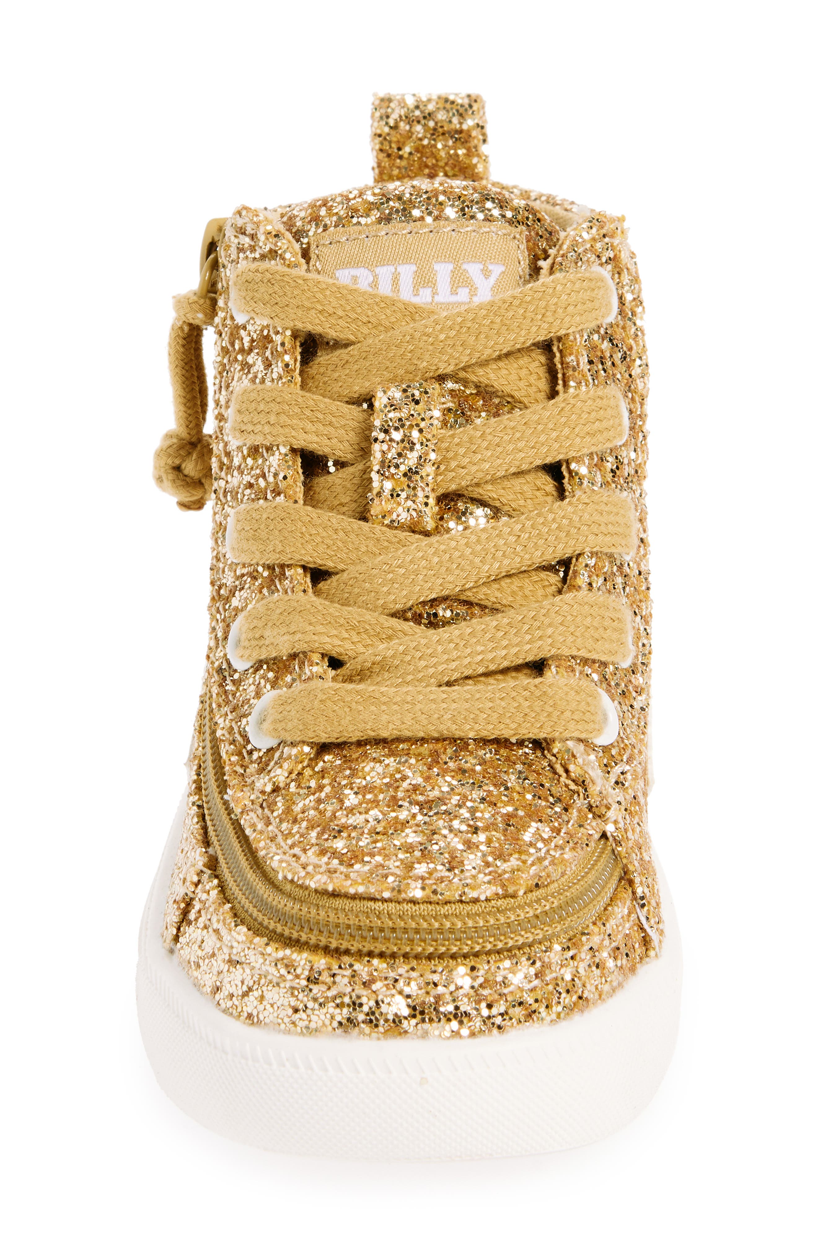BILLY Footwear Kids' Classic Glitter High Top Sneaker, Alternate, color, Champagne Glitz