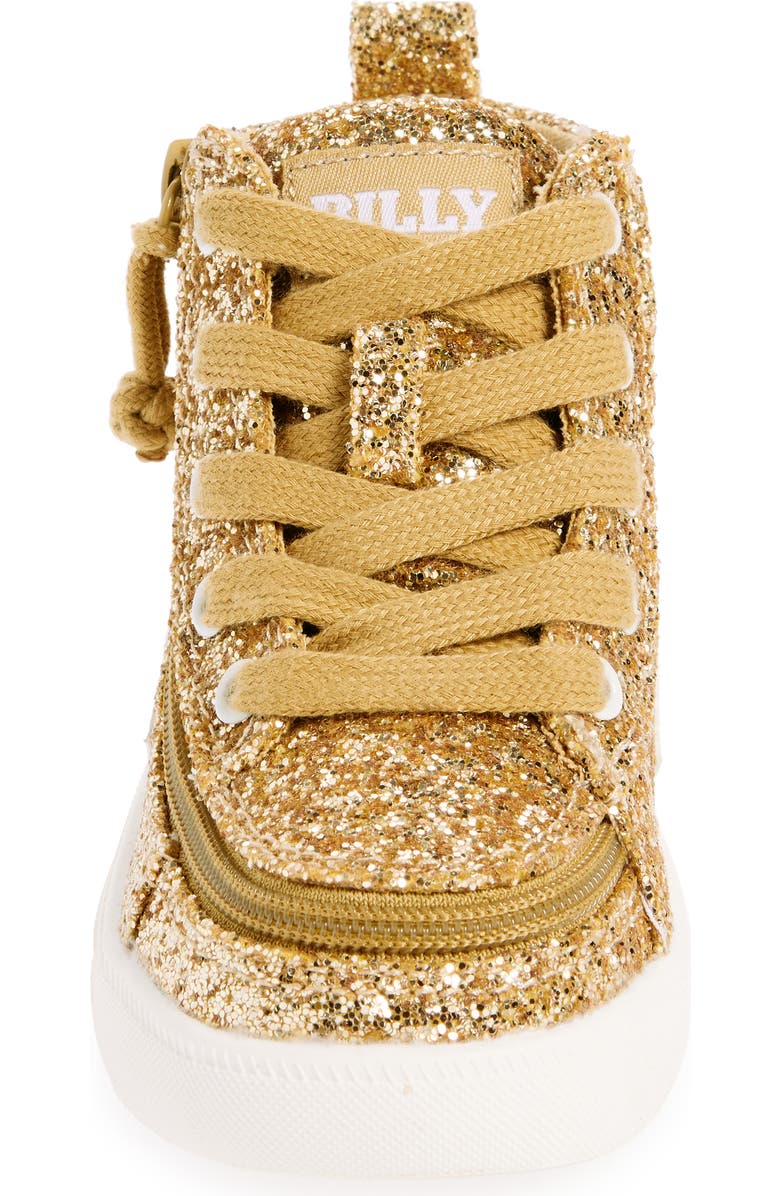BILLY Footwear Kids' Classic Glitter High Top Sneaker, Alternate, color, Champagne Glitz