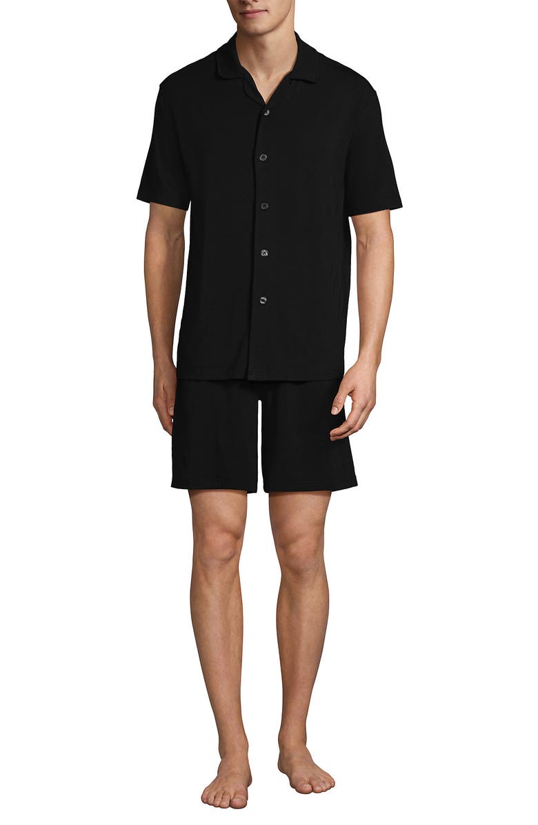 Lands' End Short Sleeve Cooling Knit Short Set, Main, color, Black