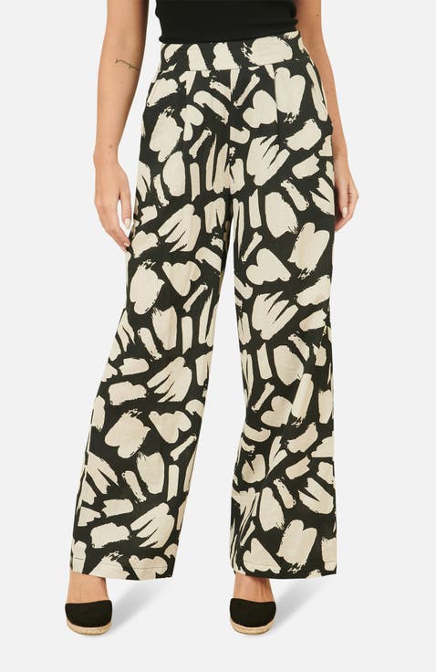 High Waisted Printed Wide Leg Trousers