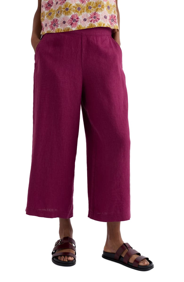 Seasalt Cornwall Merrivale Linen Culottes, Main, color, Dark Freesia
