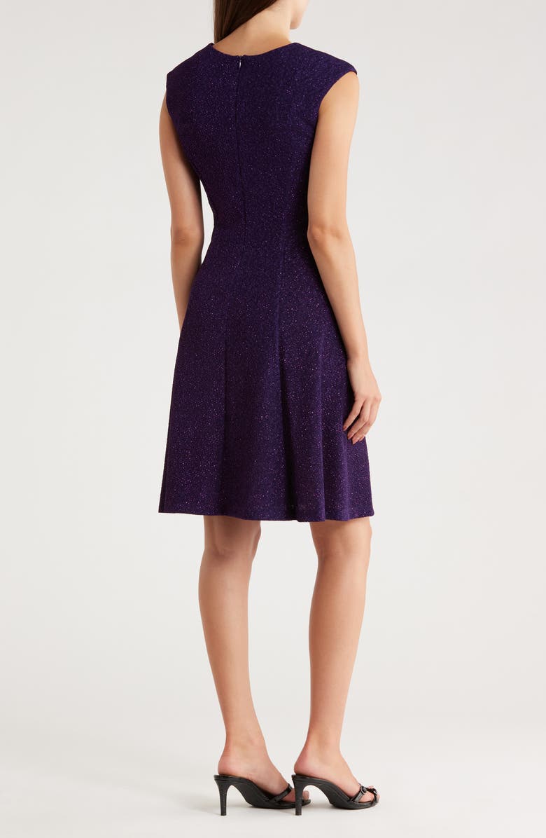 Connected Apparel Glitter Fit & Flare Cocktail Dress, Alternate, color, Eggplant