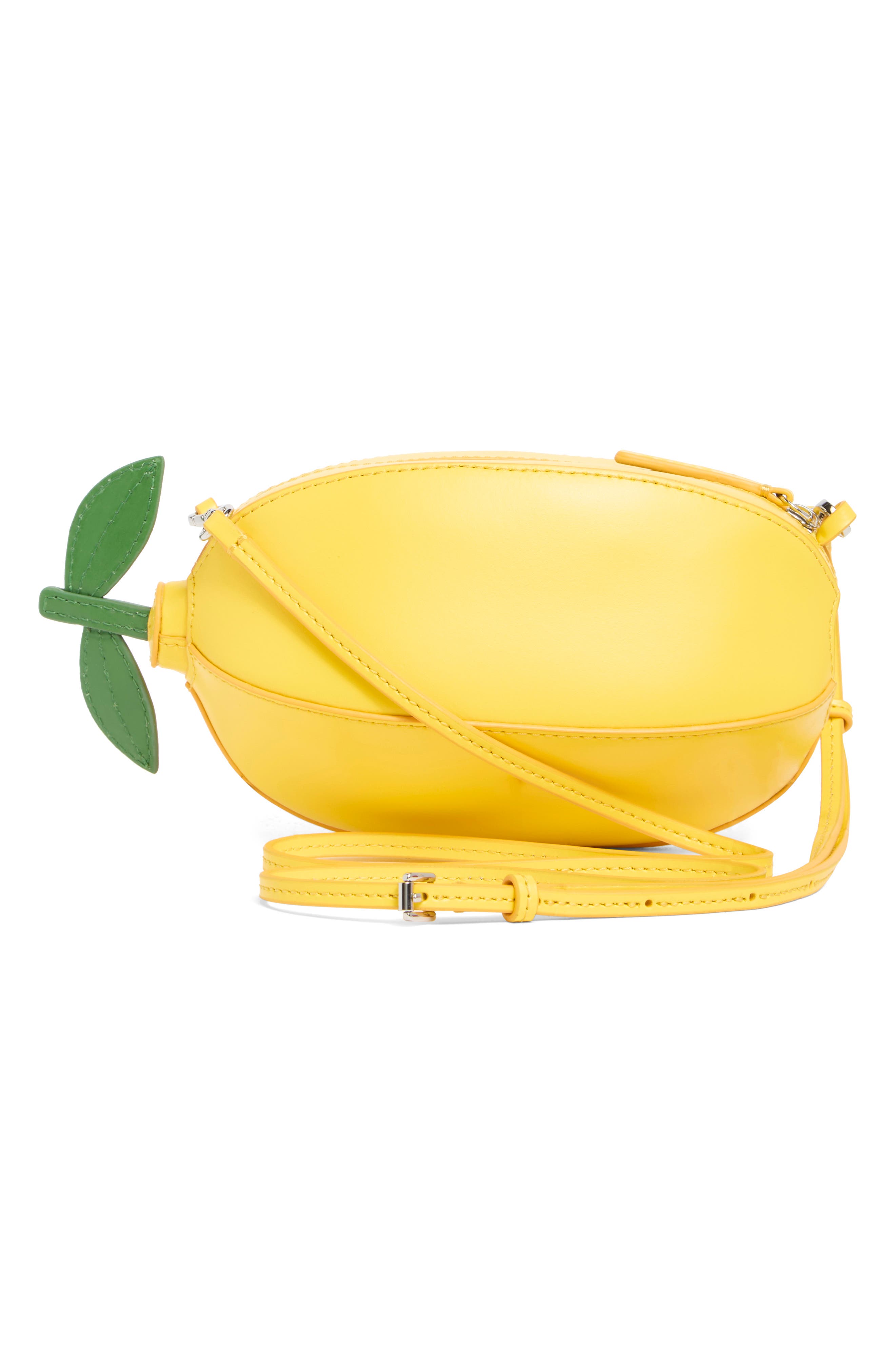 STAUD Limona Leather Shoulder Bag, Alternate, color, Lemon