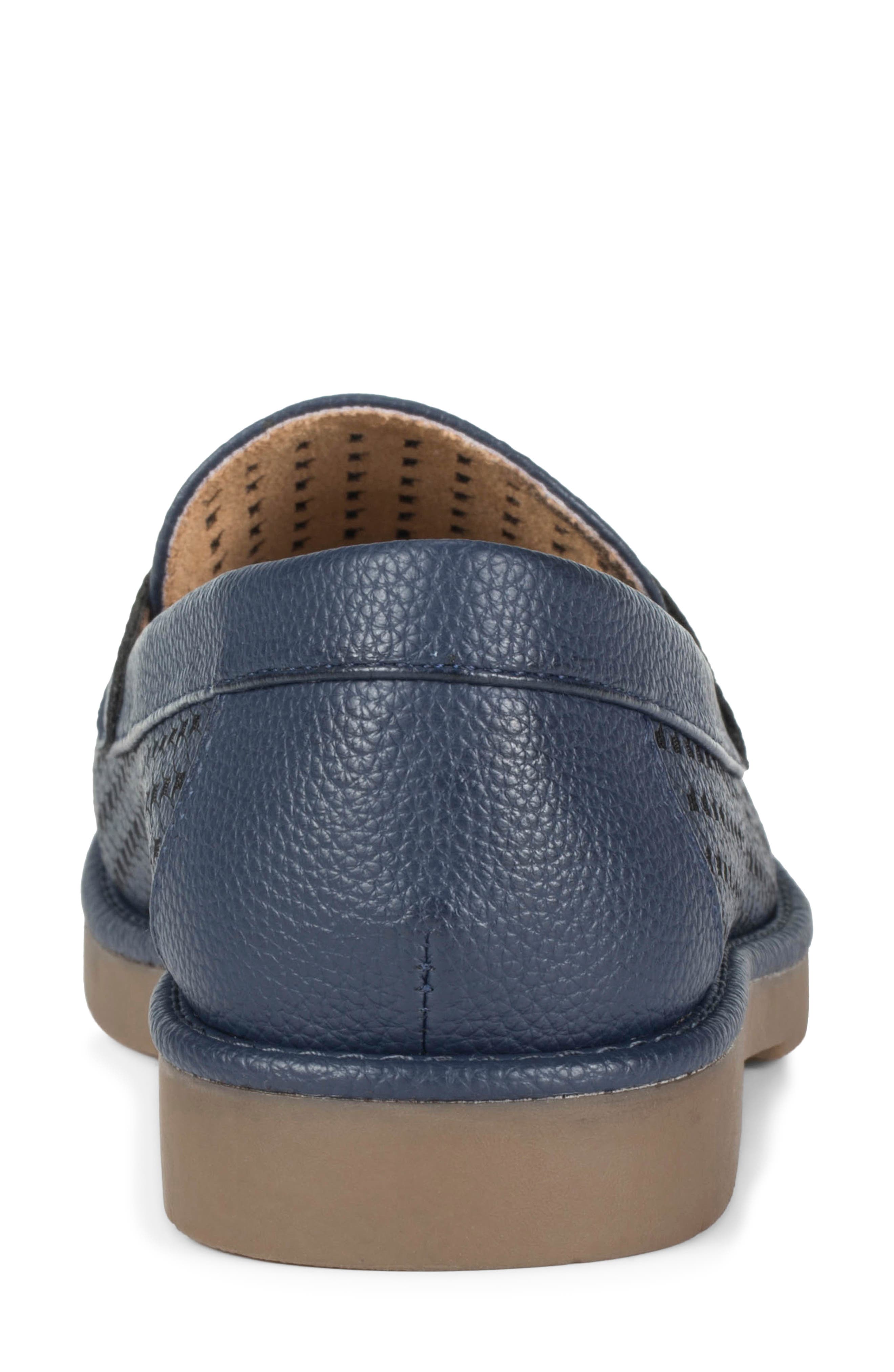 Calli Woven Faux Leather Loafer, Alternate, color, NAVY
