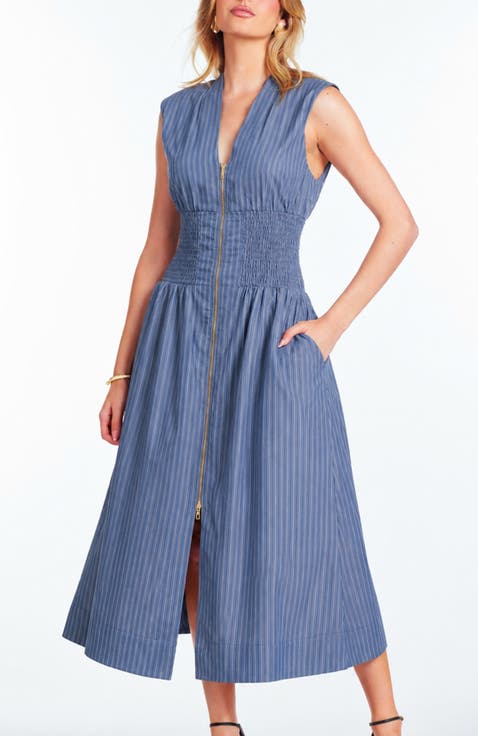 Skye Zip Front Midi Dress