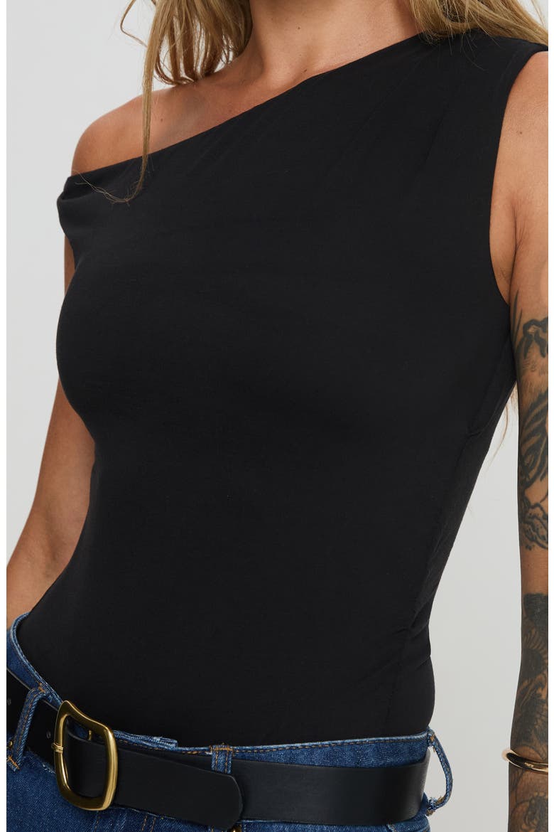 Miyako One-Shoulder Bodysuit, Alternate, color, BLACK
