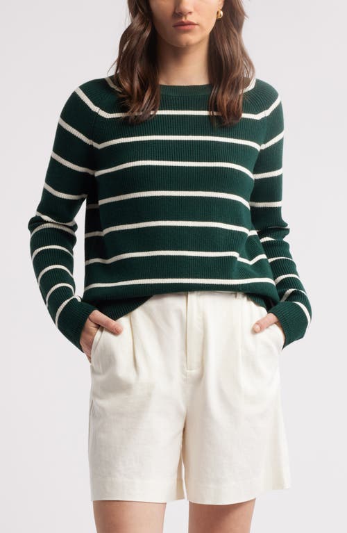 Nordstrom Rib Organic Cotton & Merino Wool Sweater In Green Park- Ivory Pristine Stp