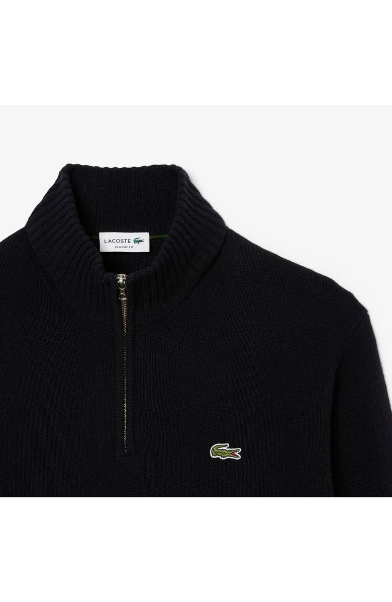 Lacoste Classic Fit Wool Quarter Zip Sweater, Alternate, color, Black
