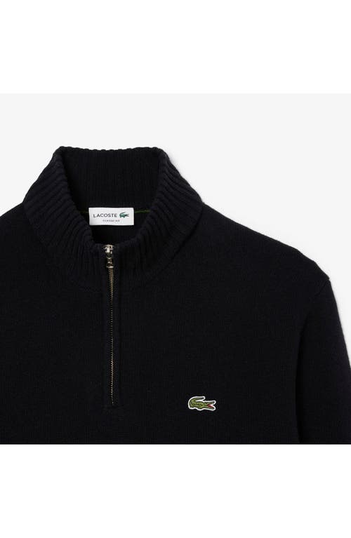 Lacoste Long-sleeve Fitted Pullover With Half-zip Closure In Black