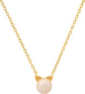Queen Jewels Kitty Cat Imitation Pearl Pendant Necklace