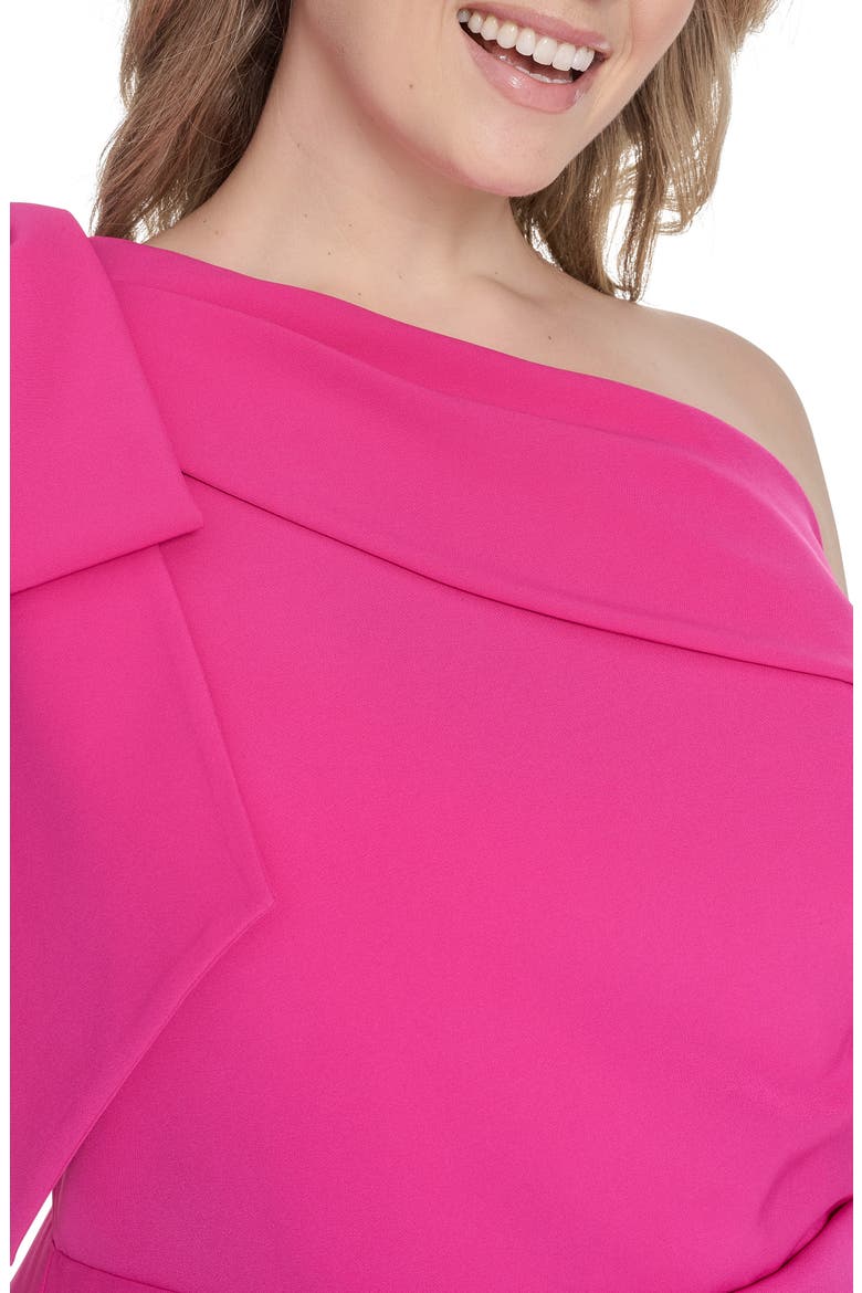 Bow Detail One-Shoulder Gown, Alternate, color, MAGENTA