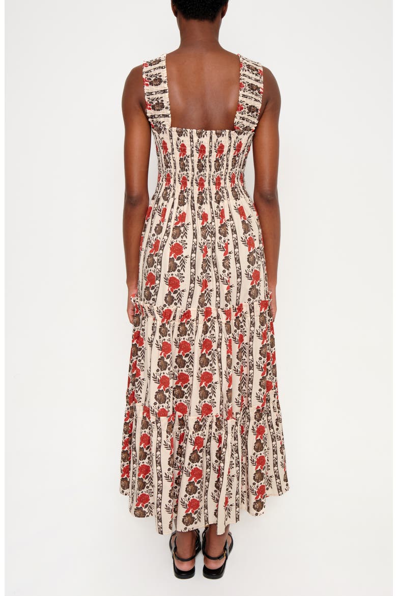 New Sunset Floral Tiered Stretch Cotton Maxi Sundress, Alternate, color, BROWN LACED IN BLOOM