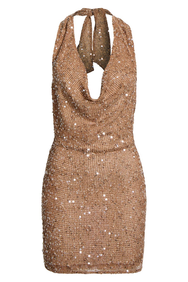 nini knit halter mini dress Metallic Knit Halter Mini Dress