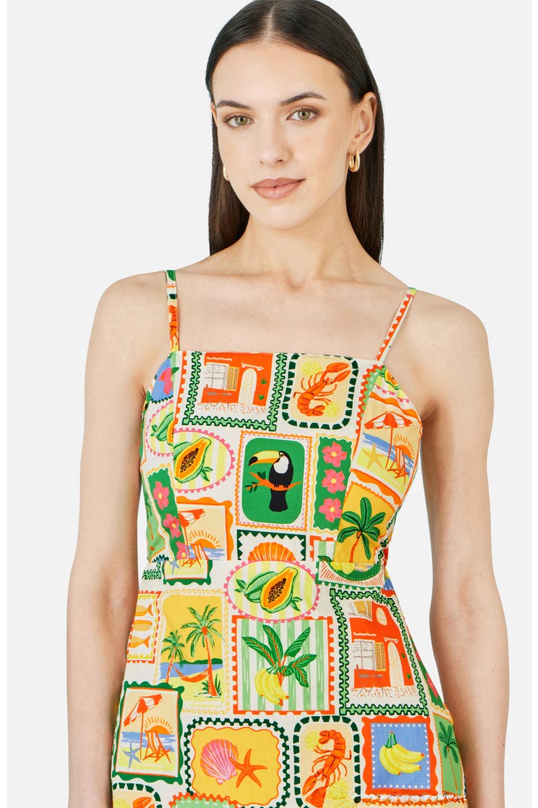 Postcard Print Mini Sun Dress, Alternate, color, Multi
