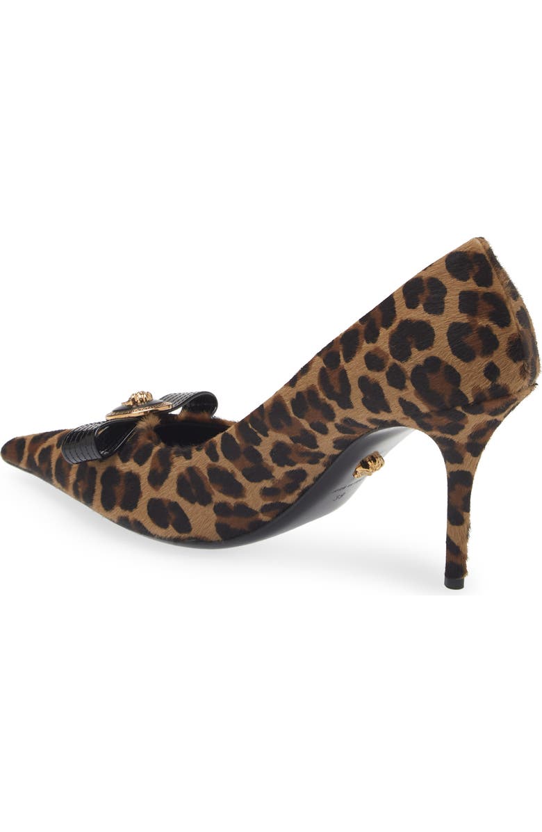 Versace Leopard Genuine Calf Hair Bow Pointed Toe Pump, Alternate, color, Brown Black Gold
