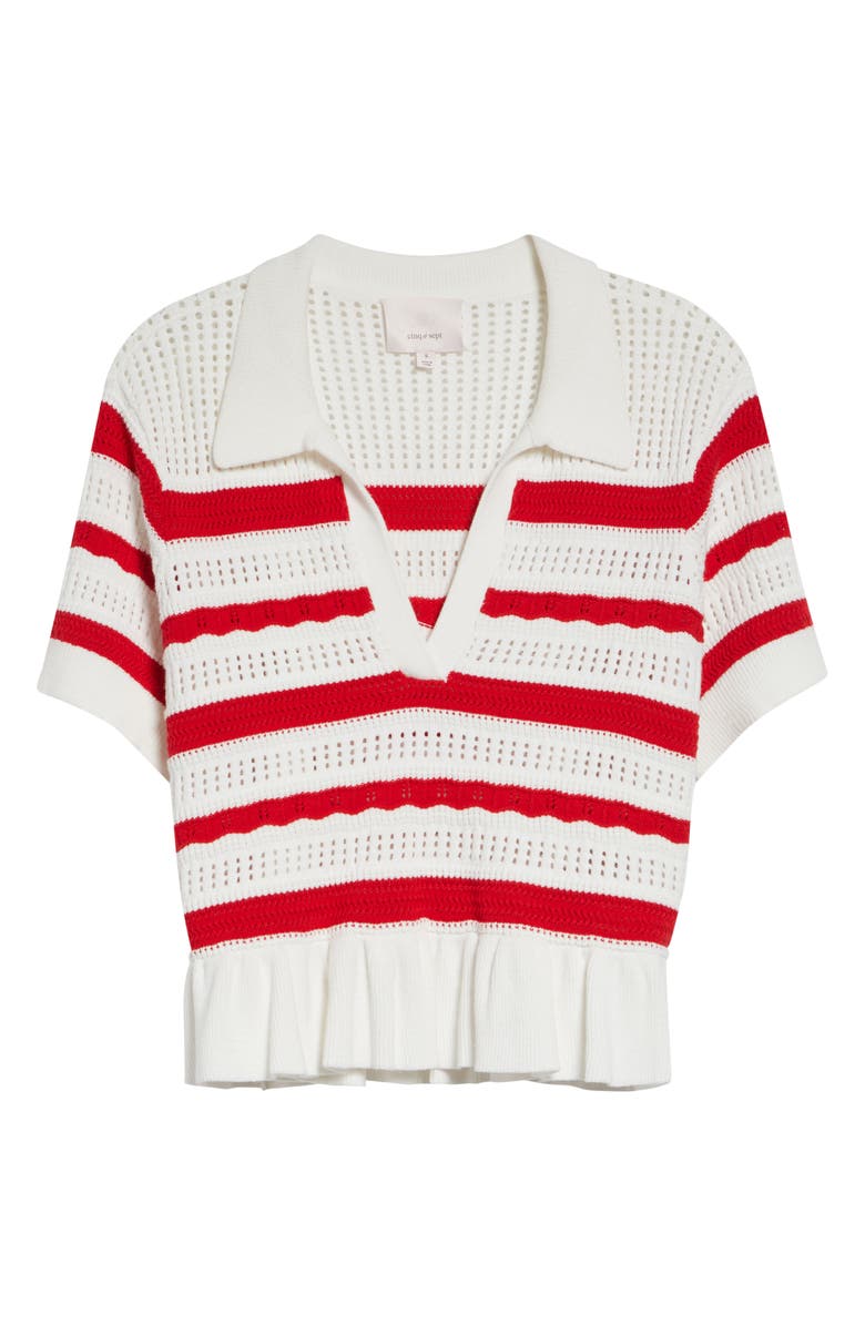 Cinq à Sept Elvire Knit Polo Pullover, Main, color, Goji Berry/ Ivory