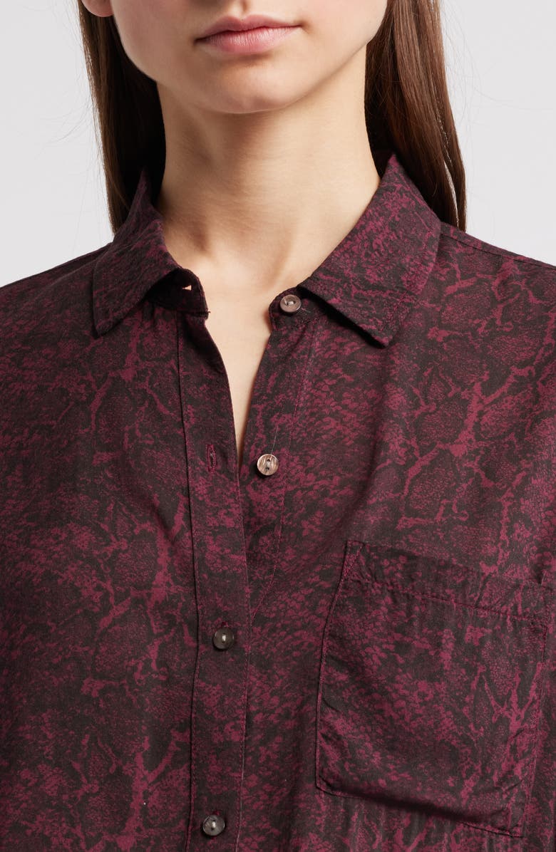 Rails Josephine Snakeskin Print Button-Up Shirt, Alternate, color, Merlot Python