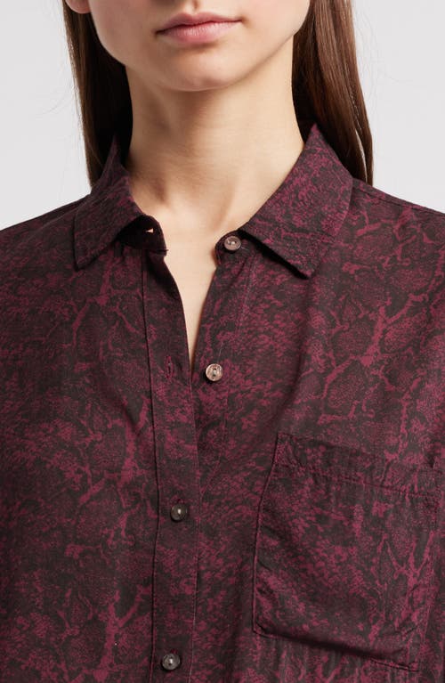 Rails Josephine Snakeskin Print Button-up Shirt In Brown