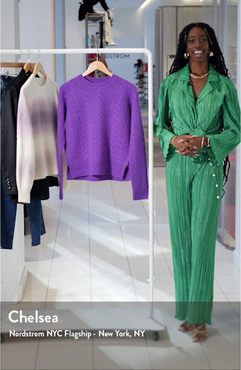 Cable Knit Cashmere Crewneck Sweater, sales video thumbnail